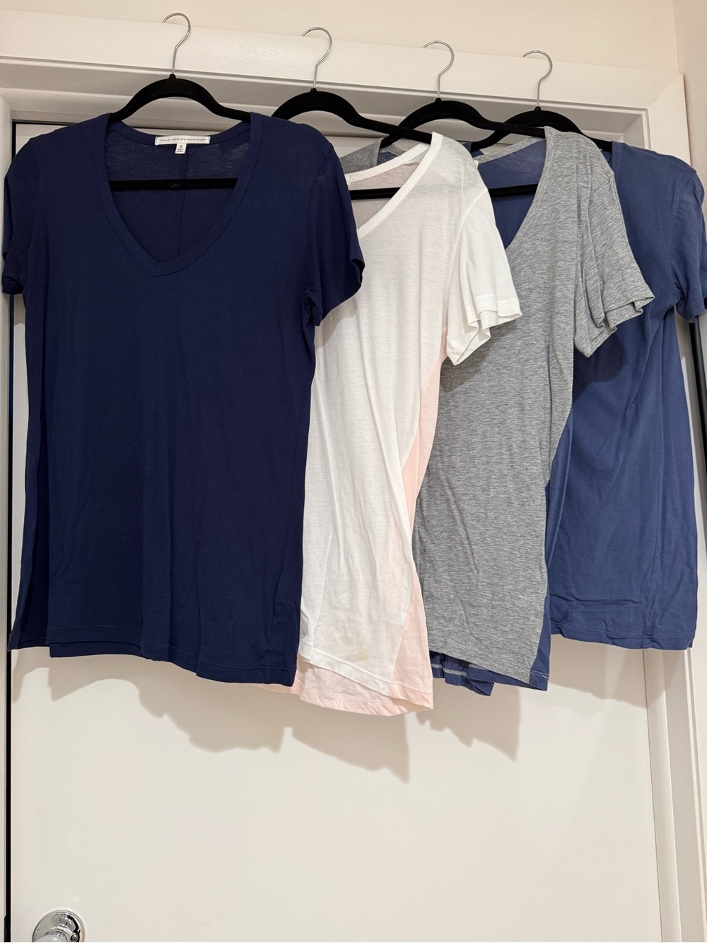 Leslie Fremar Soft Classic V-Neck Women's Tees Navy, White, Heather Gray, Blue